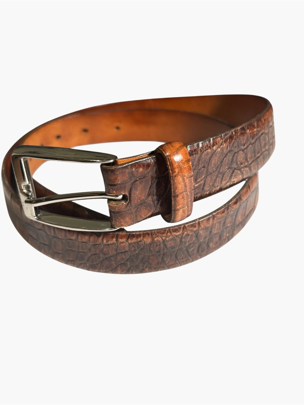 Martin Dingman Alligator Grain Saddle Leather Belt Hand Made USA Size 38(95 cm)